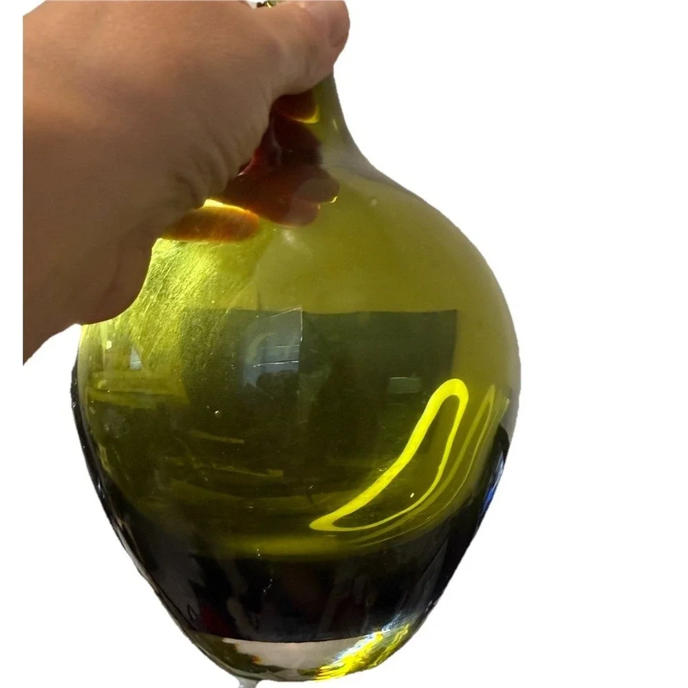 IKEA Salong Bottle Art Glass Vase Johanna Jelenek Olive Green ~8.5